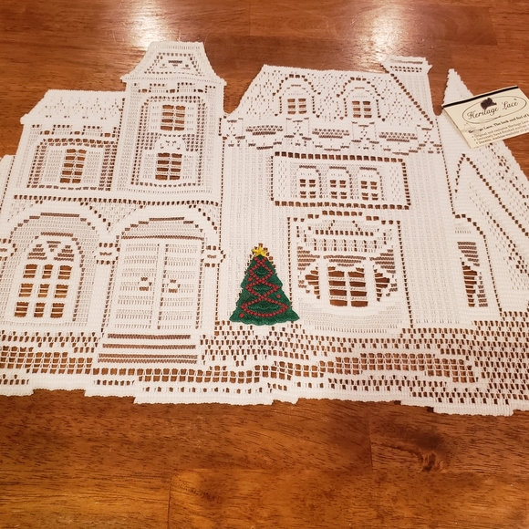 Heritage Lace Other - Heritage Lace Christmas House Lace Mat NWT